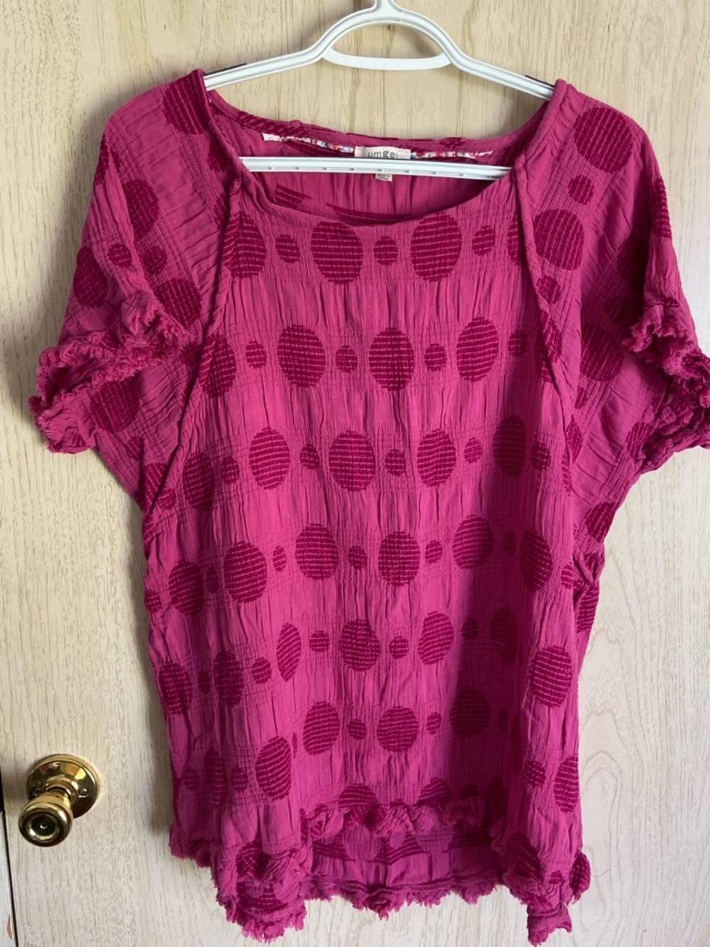 UMGEE Raspberry Pink polka Dot Soft Top